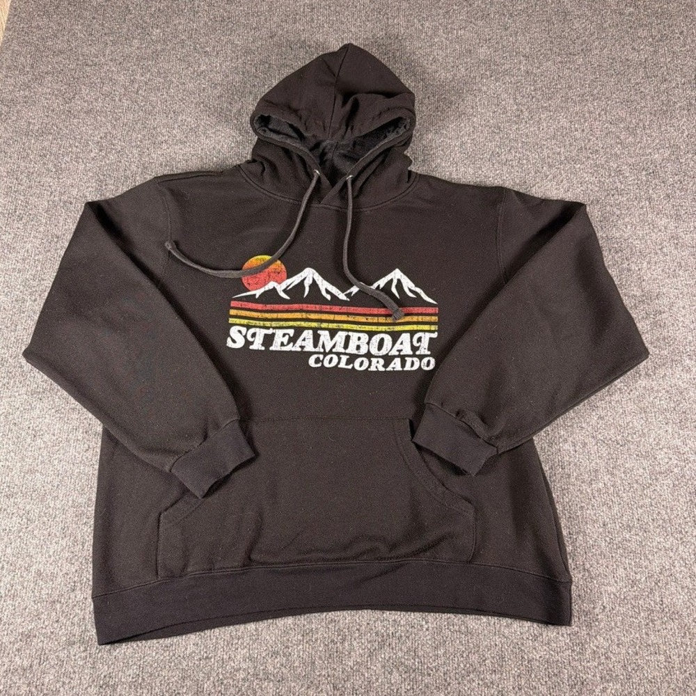 Lone Rock Clothing Hoodie Steamboat Colorado Men Large Brown Front Graphic
